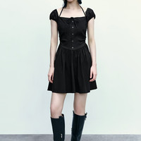 URBAN REVIVO 女士潮流设计感显瘦露肩挂脖连衣裙 UWV740115