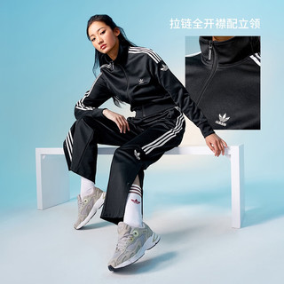 adidas复古风运动立领夹克外套女装阿迪达斯三叶草 黑色(选大一码) XL