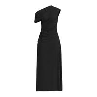 URBAN REVIVO 女士魅力氛围感修身褶皱露肩连衣裙 UWG740178 正黑 L