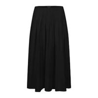 URBAN REVIVO 女士法式知性百搭褶皱A字廓形长半裙 UWG540070 正黑 XXS