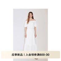 ochirly欧时力 两穿领A字连衣裙缩褶长裙气质松弛感2024秋季 白色 XS