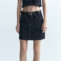 URBAN REVIVO 女士复古摩登撞色明线设计感牛仔半裙 UWU840098 靛蓝 M