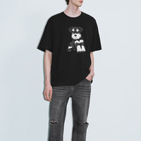 URBAN REVIVO 男士潮流休闲趣味萌宠印花短袖T恤 UMV440109 正黑 L