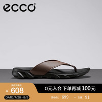爱步（ECCO）拖鞋男 人字拖沙滩拖鞋耐磨男鞋轻便牛皮男士休闲鞋子 驱动801804 可可棕80180401482 43
