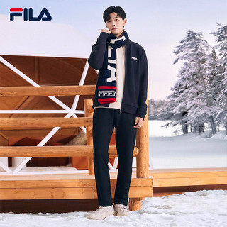 FILA 斐乐男装针织外套秋冬基础简约休闲通勤立领上衣男 传奇蓝-NV 190/108A/XXXL