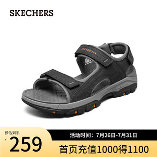 斯凯奇（Skechers）男鞋魔术贴凉鞋休闲户外鞋简约舒适露趾沙滩鞋204105 黑色/BLK 41