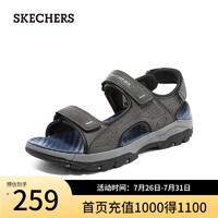 斯凯奇（Skechers）男鞋魔术贴凉鞋休闲户外鞋简约舒适露趾沙滩鞋204105 炭灰色/CHAR 43