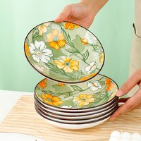 句途陶瓷 到手6个！家用釉下彩7英寸饭盘