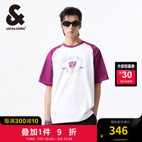 杰克·琼斯（JACK&JONES）秋季男士NBA联名布鲁克林队宽松舒适运动短袖T恤男224301012 玫紫色E24 175/96A/M
