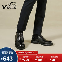 VOLO犀牛男鞋夏季透气厚底男士大头鞋商务正装皮鞋 黑色 41