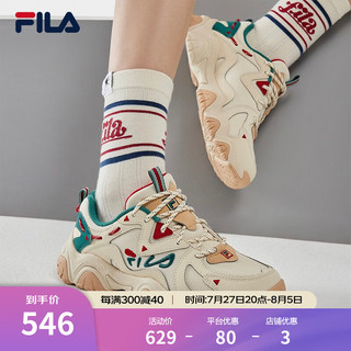 FILA 斐乐 猫爪4代老爹鞋2023春季女鞋复古休闲鞋运动鞋 云端-CC 38.5