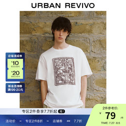 URBAN REVIVO UR2024夏季男装时尚休闲撞色印花棉质短袖T恤UML440061 本白 XS