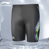 李宁（LI-NING）泳裤男士速干抗氯防尴尬舒适高弹温泉五分训练游泳裤315黑绿L