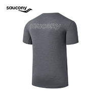 saucony 索康尼 男子舒适透气吸湿排汗跑步运动短袖针织衫黑色花纱L