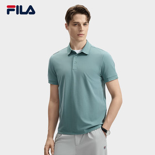 FILA 斐乐男子针织短袖POLO衫2024秋季商务休闲基础上衣 尊爵蓝-BU 190/108A/XXXL