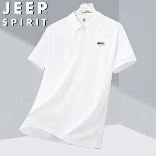 JEEP SPIRIT吉普短袖T恤夏季男POLO衫商务休闲翻领舒适透气 黑色 M  M（110-115斤）