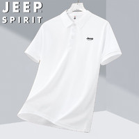 JEEP SPIRIT吉普短袖T恤夏季男POLO衫商务休闲翻领舒适透气 白色 4XL  4XL（175-190斤）