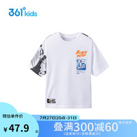 361°儿童短袖男小童夏季透气卡通短袖针织衫 白101 【款式1】本白