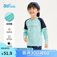 361°童装 儿童长袖24秋男女童3-14岁撞色长袖针织衫 绿120 【拼接款】月光玉