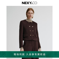 奈蔻【美利奴细羊毛】商场同款2024年秋季新款双排扣大衣 灰橙红色