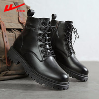 回力马丁靴男2024秋冬男靴英伦风鞋子男款复古加绒高帮男鞋靴子男 黑色 43