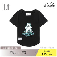 :CHOCOOLATEit 女装合身短袖T恤2024夏季青春可爱上衣YW001380 BKX/黑色 M