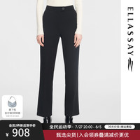 歌力思（ELLASSAY）24秋季三醋酸质感高级通勤直筒修饰腿型休闲裤女K002 经典黑 S