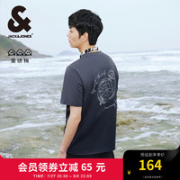 杰克·琼斯（JACK&JONES）夏季男士宽松圆领运动休闲半袖上衣短袖T恤打底衫男装 E40 水泥灰 165/88A/XS