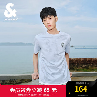 杰克·琼斯（JACK&JONES）夏季男士宽松圆领运动休闲半袖上衣短袖T恤打底衫男装 224201109C40氙气蓝 170/92A/S