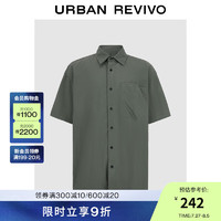 UR2024秋季男装不规则口袋超宽松短袖开襟衬衫UMV240056 深灰 L(XL-XXL)