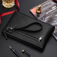 Cohnim kevin奢侈品牌男士手包手拿拉链男包手抓信封钱包 c228黑色【时尚轻奢】