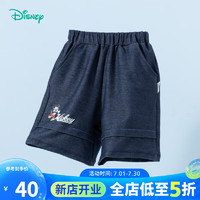 迪士尼宝宝（Disney Baby）童装男童五分裤时尚米奇休闲裤子24年夏 深蓝 100