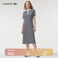 法国拉科斯特 LACOSTE女装夏季时尚优雅修身短袖POLO领连衣裙女|EF1342 166/藏青条纹 44/175