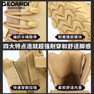 歌洛弥狄（GILORMDI）品牌新式作战靴男加绒战术靴作战靴防滑耐磨作训靴登山透气沙漠靴 黑色升级款 42