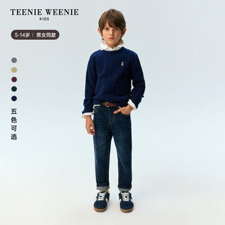 Teenie Weenie Kids小熊童装24秋男女童经典百搭休闲圆领羊毛毛衣 猎人绿 120cm