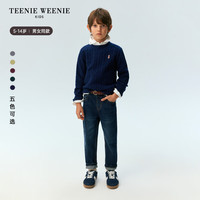 Teenie Weenie Kids小熊童装24秋男女童经典百搭休闲圆领羊毛毛衣 酒红色 110cm