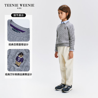 Teenie Weenie Kids小熊童装24秋男女童经典百搭休闲圆领羊毛毛衣 藏青色 150cm