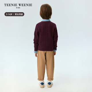 Teenie Weenie Kids小熊童装24秋男女童经典百搭休闲圆领羊毛毛衣 酒红色 150cm