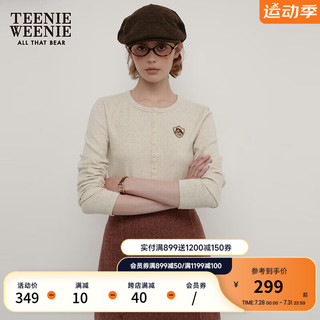 Teenie Weenie小熊2024秋休闲柔软舒适修身打底长袖T恤上衣女 燕麦色 170/L