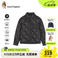 暇步士（Hush Puppies）童装儿童男童2024冬季保暖舒适时尚经典款轻量化三防羽绒服 钻石黑 150cm