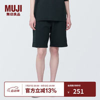 無印良品 MUJI（無印良品 ）Labo 男女通用不易沾水双层织工装短裤无性别男式女式 黑色 L （175/84A）