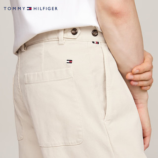 TOMMY HILFIGER24早秋男装美式复古棉质斜纹叠褶宽松锥形休闲裤35639 米白色ACI 40