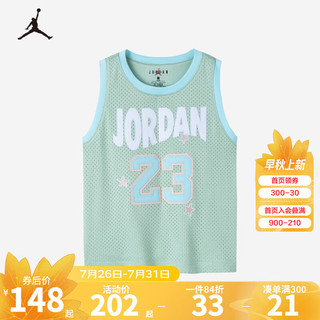 NIKE JORDAN耐克童装女童篮球背心季儿童网眼透气无袖T恤 亚绿色 110/52(4T)