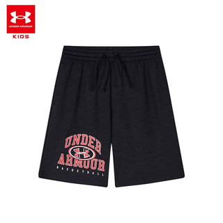 安德玛（Under Armour）童装夏季篮球裤儿童速干短裤透气宽松男女童运动短裤232110659 黑色 150cm