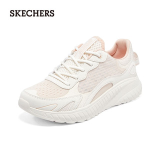 斯凯奇（Skechers）女鞋夏季透气增高休闲鞋缓震软底运动鞋女时尚板鞋跑步鞋117224 白色/浅粉红色/WLPK 39