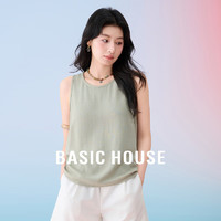 百家好（Basic House）Basic House/百家好2024夏日新款休闲百搭设计感显瘦圆领短袖背心