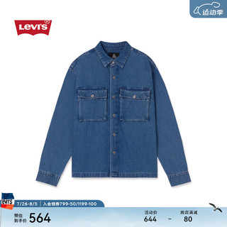 Levi's李维斯银标系列24早秋男士牛仔长袖衬衫 深蓝色 M