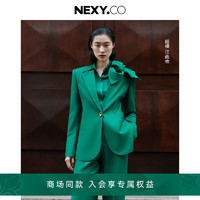 奈蔻【秀场同款】【NEXY.CO x 罗比联名系列】醋酸设计感休闲西装外套 中绿色 S