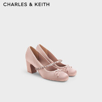 CHARLES&KEITH24秋季CK1-60280448亮钻一字带高跟玛丽珍鞋女 Nude肉色 37