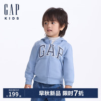 Gap【大小童同款】男女童2024初秋logo连帽卫衣活力儿童装646082 蓝色 150cm(12-13岁)亚洲尺码